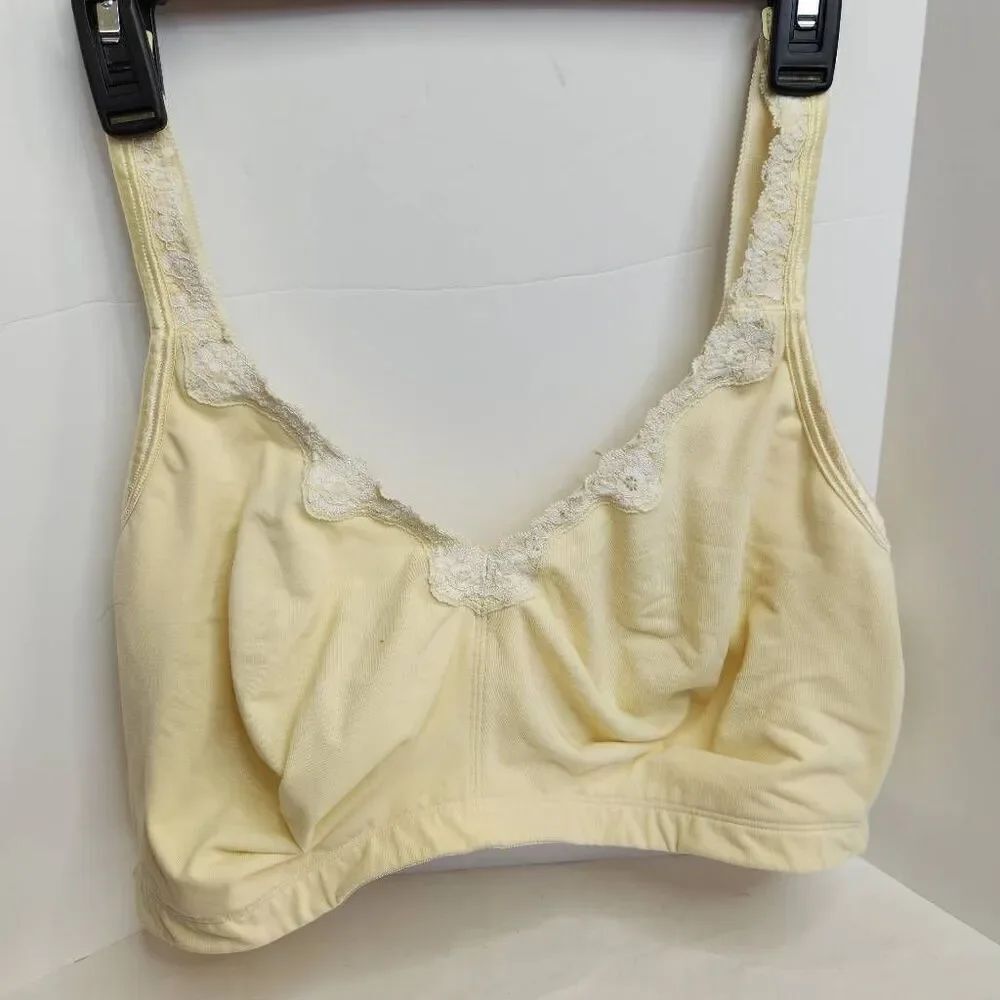 Cacique Yellow Wireless Bra 46DD Plus Size Intimate Comfort Sexy Sensual Lacy